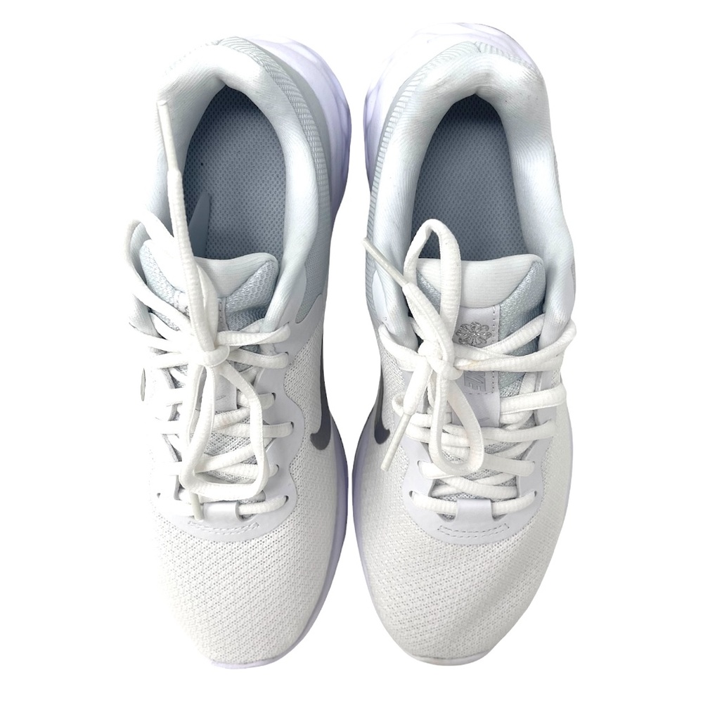 NIKE REVOLUTION 6 NN Mesh White Silver DC3729 101 Women's Sneakers - Picture 9 of 11